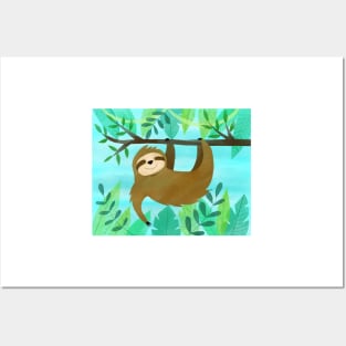 Cute Happy Sloth Posters and Art